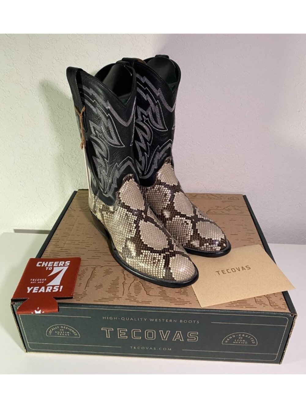 Tecovas The Bryce Men's Shoe Size 9.5 D Black Bone Python Cowboy Boot W/ Box